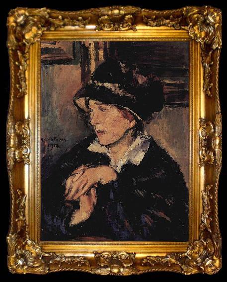 framed  Anton Faistauer Portrat einer Dame mit dunklem Hut, ta009-2